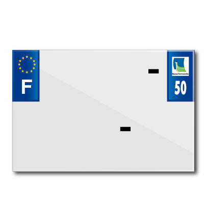 BANDE PLAQUE MOTO 210x145 POUR PVC AVEC RAISON SOCIALE DEP. 50-EURO (VENDU A L'UNITE)