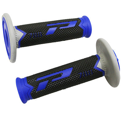 REVETEMENT POIGNEE PROGRIP MOTO OFF ROAD 788 TRIPLE DENSITE BASE COLOR BLEU-NOIR-GRIS CLOSED END 115mm (CROSS-MX) (PAIRE)