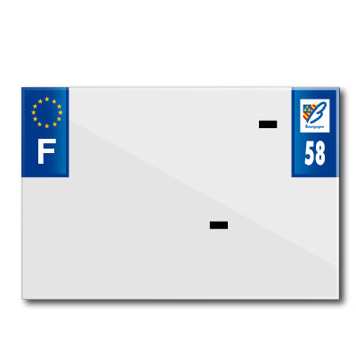 BANDE PLAQUE MOTO 210x145 POUR PVC AVEC RAISON SOCIALE DEP. 58-EURO (VENDU A L'UNITE)