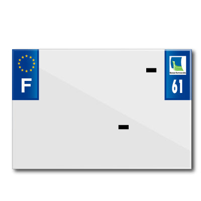 BANDE PLAQUE MOTO 210x145 POUR PVC AVEC RAISON SOCIALE DEP. 61-EURO (VENDU A L'UNITE)