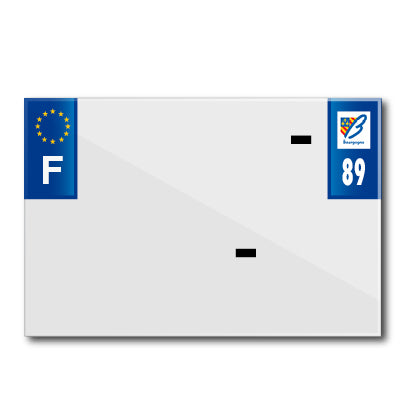 BANDE PLAQUE MOTO 210x145 POUR PVC AVEC RAISON SOCIALE DEP. 89-EURO (VENDU A L'UNITE)