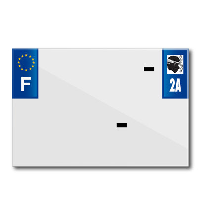 BANDE PLAQUE MOTO 210x145 POUR PVC AVEC RAISON SOCIALE DEP.2A-EURO (VENDU A L'UNITE)