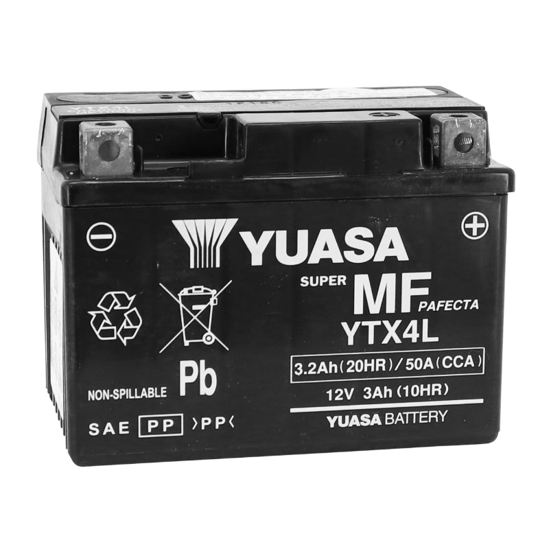 12V 3 Ah YTX4L YUASA BATTERY FACTORY ACTIVATED READY TO USE (Lg114xW71xH86mm)