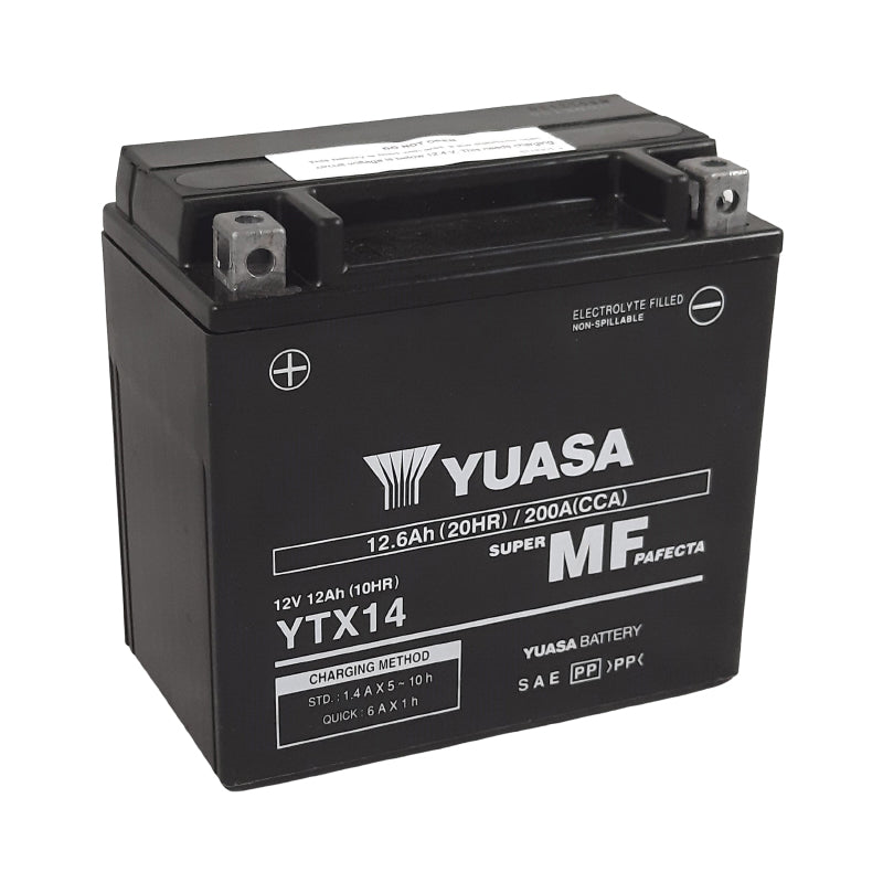 BATTERIE 12V 12 Ah YTX14 YUASA ACTIVEE EN USINE PRETE A L'EMPLOI  (Lg150xL87xH145mm)