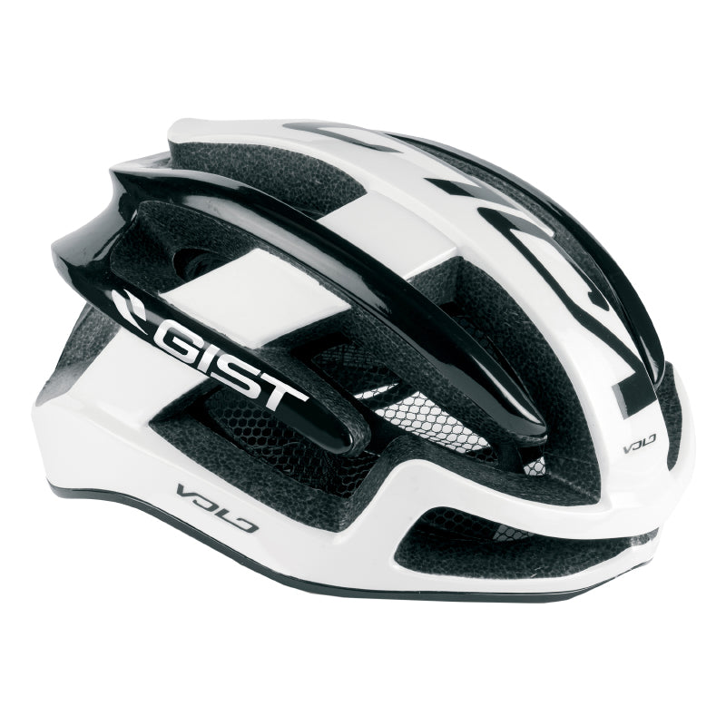 CASQUE VELO ADULTE GIST ROUTE VOLO BLANC-NOIR BRILLANT FULL IN-MOLD TAILLE 52-56 REGLAGE MOLETTE 210GRS