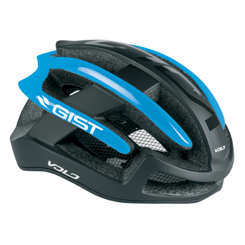 CASQUE VELO ADULTE GIST ROUTE VOLO NOIR MAT-BLEU SKY FULL IN-MOLD TAILLE 56-62 REGLAGE MOLETTE 210GRS