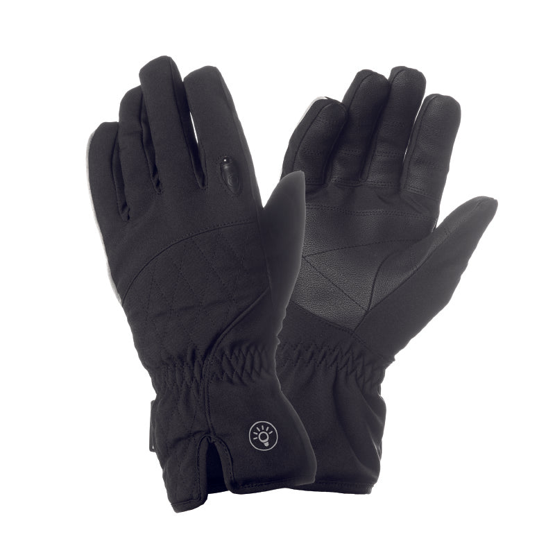 GANTS VELO CITY LONG TUCANO LUX LADY NOIR  TAILLE L AVEC ECLAIRAGE LED USB INTEGRE  (PAIRE SUR CARTE)