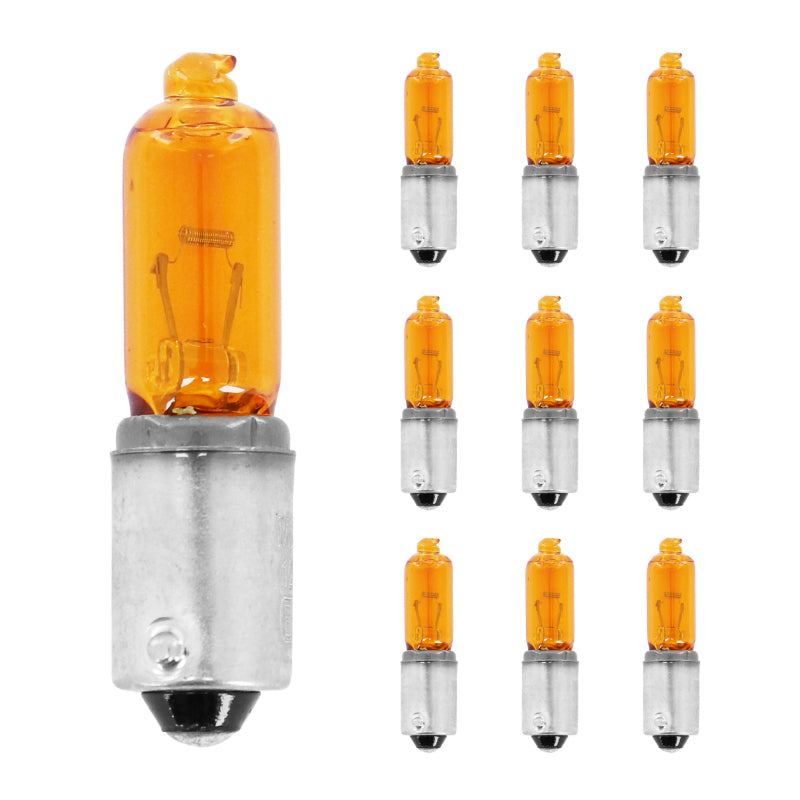 AMPOULE-LAMPE HALOGENE MINIATURE H21W 12V 21W CULOT BAX9s NORME E13-2D3 MINI LONG ERGOTS DECALES ORANGE (CLIGNOTANT) (VENDU PAR 10) -VICMA-