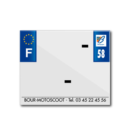 BANDE PLAQUE MOTO 170x145 POUR PVC AVEC RAISON SOCIALE DEP. 58-EURO (VENDU A L'UNITE)