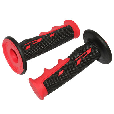 REVETEMENT POIGNEE PROGRIP MOTO OFF ROAD 797 DOUBLE DENSITE BASE COLOR ROUGE-NOIR CLOSED END 115mm (CROSS-MX) (PAIRE)