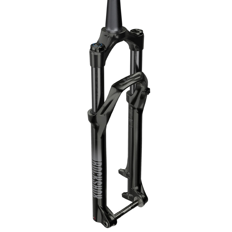 FOURCHE VTT 29 " ROCKSHOX JUDY SILVER TK SOLO AIR NOIR POUR FREIN A DISQUE (CONE 39.8mm en bas) PIVOT CONIQUE LISSE 1"1-8-28,6 AVEC AXE TRAVERSANT BOOST 15X110 EXTERIEUR REGLABLE-BLOCABLE DEB. 120mm