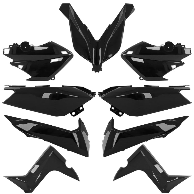 CARROSSERIE-CARENAGE MAXISCOOTER ADAPTABLE YAMAHA 125-250-400 XMAX 2014+2017 NOIR BRILLANT (KIT 10 PIECES)  -P2R-