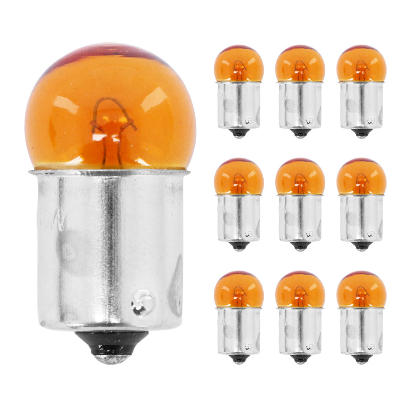 STANDAARD LAMPLAMP 12V 10W BA15s LAMP G18.5 ORANJE SMEERMIDDEL (KNIPPEREND) (DOOS VAN 10) -P2R-