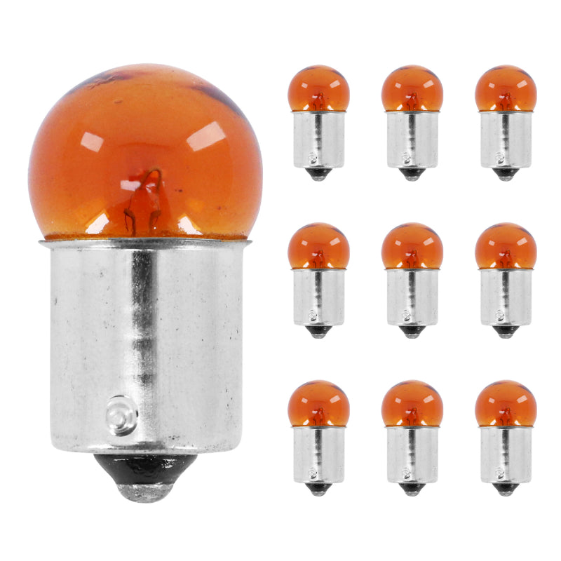 AMPOULE-LAMPE STANDARD 12V 10W CULOT BAU15s NORME RY10W GRAISSEUR ERGOTS DECALES ORANGE (CLIGNOTANT) (BOITE DE 10)  -P2R-