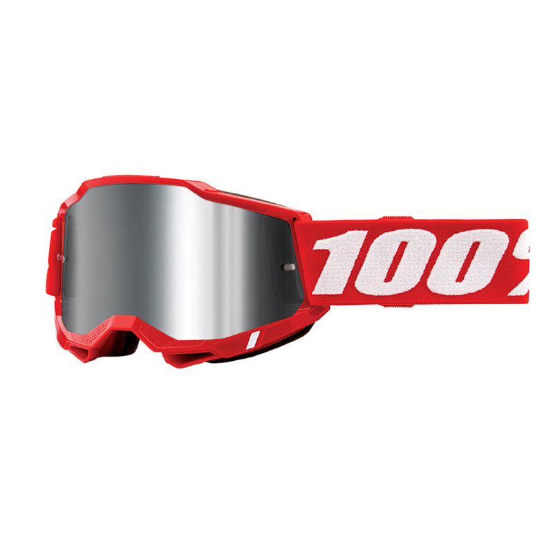 MASQUE-LUNETTES CROSS 100% ADULTE ACCURI 2 ESSENTIAL ROUGE FLUO ECRAN IRIDIUM-MIROIR ANTI-BUEE-ANTI-RAYURES