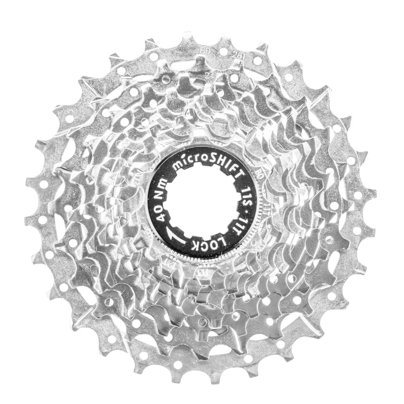 11V-CASSETTE. MICROSHIFT 11-28 VOOR SHIMANO-SRAM ROAD SILVER (VERKOCHT PER EENHEID) (11-12-13-14-15-16-17-19-21-24-28)