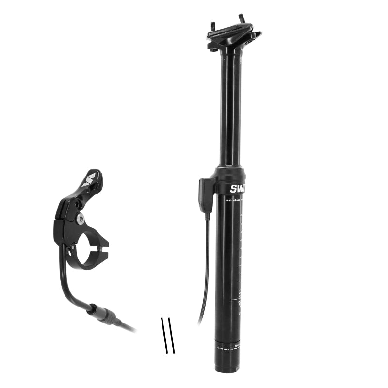 SWITCH ALU BLACK TELESCOPIC MTB SEAT POST DIAM. 30.9 L400mm (EXTERNAL CABLE ADJUSTMENT 0-125mm) HANDLEBAR MOUNTING