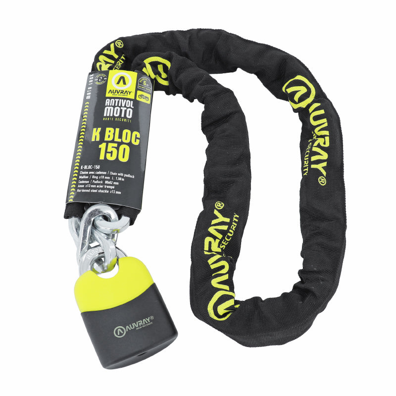 AUVRAY K-BLOCK 1.50M CHAIN ​​LOCK LINK DIAM 10mm WITH 74x112mm PADLOCK