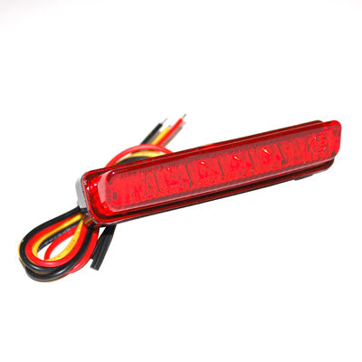 FEU ARRIERE UNIVERSEL REPLAY A LEDS BARETTE ROUGE AVEC STOP (6 LEDS ROUGES) (L78mm, H25mm) (HOMOLOGUE CE)