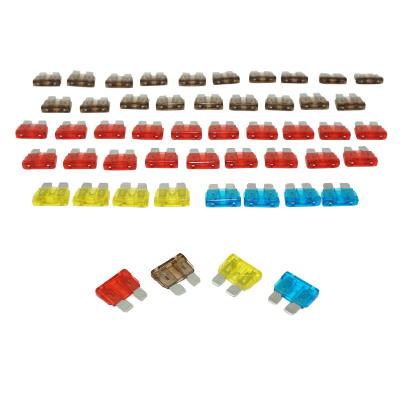 STANDAARD PLUG-IN PLATTE ZEKERING 7,5 - 10 - 15 - 20A (ASSORTIMENT) (DOOS VAN 50 STUKS) -P2R-