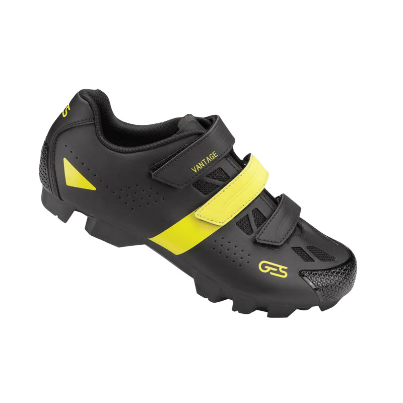 GES VANTAGE2 MTB-SCHOEN ZWART-GEEL FLUO T38 3-VELCROS BEVESTIGING SPD COMPATIBEL (PAAR)