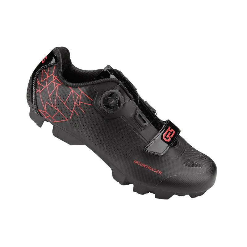 CHAUSSURE VTT GES MOUNTRACER2 NOIR-ROUGE T38 FIXATION MICROCLIP ATOP-VELCRO COMPATIBLE SPD (PAIRE)