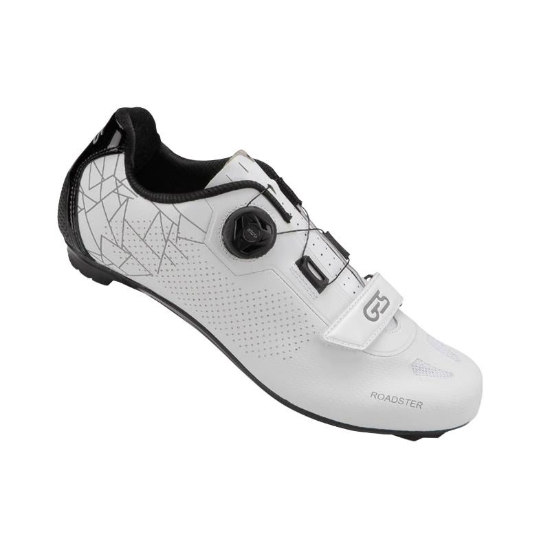 CHAUSSURE ROUTE GES ROADSTER2 BLANC T37 FIXATION MICROCLIP ATOP-VELCRO COMPATIBLE LOOK-SHIMANO (PAIRE)