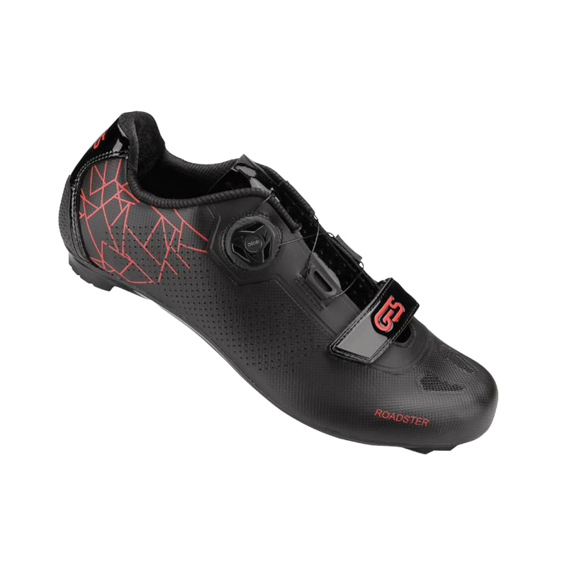 GES ROADSTER2 ZWART-ROOD T39 WEGSCHOEN ATOP-VELCRO MICROCLIP BEVESTIGING LOOK-SHIMANO COMPATIBEL (PAAR)