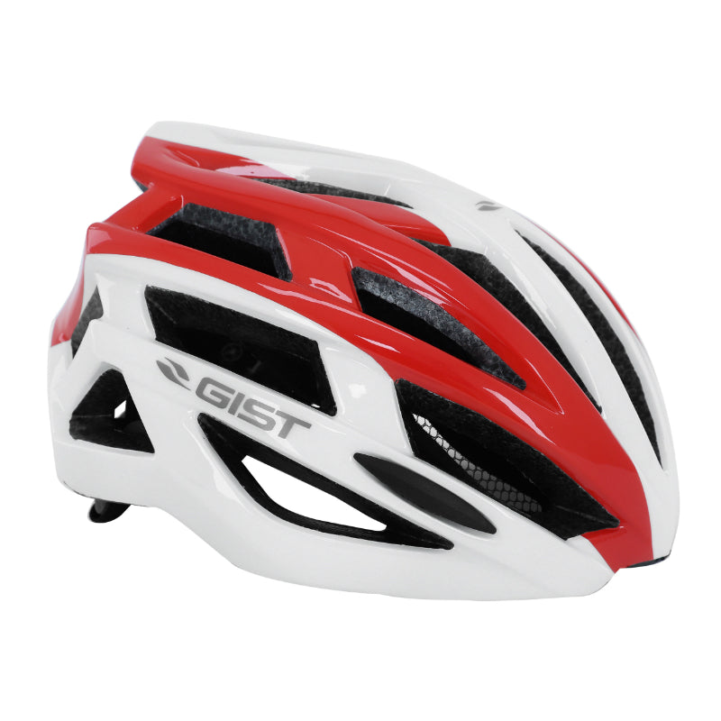 GIST ROUTE PLANET ADULT BICYCLE HELMET WHITE-RED IN-MOLD SIZE 58-62 ADJUSTMENT WHEEL 212GRS