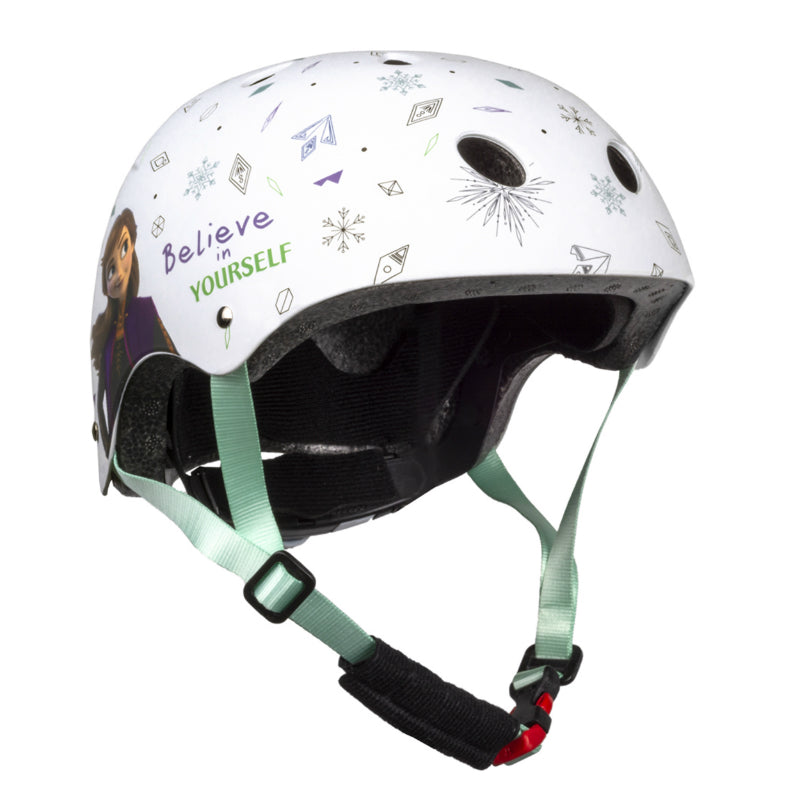 DISNEY V3 FROZEN WHITE CHILDREN'S BICYCLE HELMET WITH ADJUSTMENT WHEEL SIZE 52-56 (SOLD ON CARD)