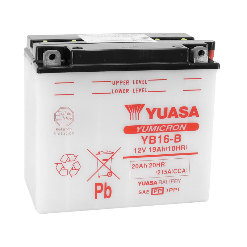 BATTERIE 12V 19 Ah YB16-B YUASA YUMICRON AVEC ENTRETIEN  (Lg175xL100xH155mm)