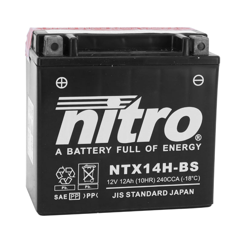 12V 12 Ah NTX14H-BS NITRO MF MAINTENANCE-FREE BATTERY WITH ACID PACK (Lg150xW87xH145mm)