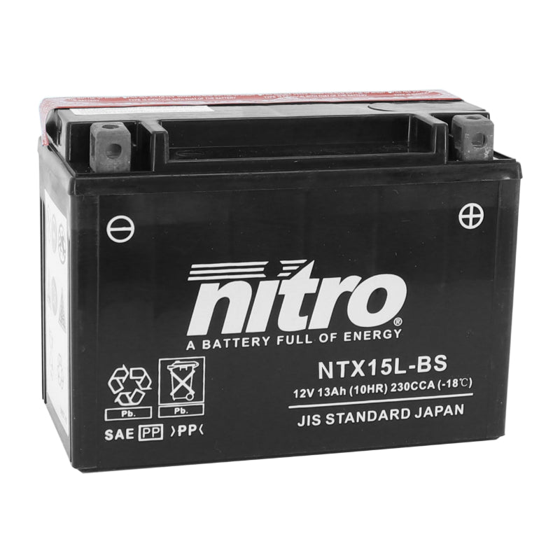 BATTERIE 12V 13 Ah NTX15L-BS NITRO MF SANS ENTRETIEN AVEC PACK ACIDE  (Lg175xL87xH130mm)