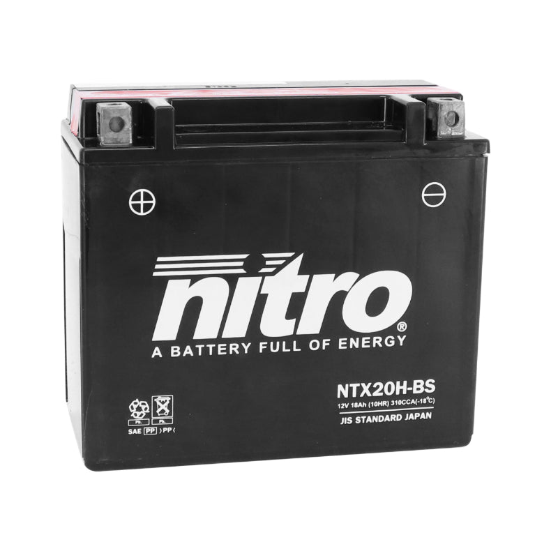 12V 18 Ah NTX20H-BS NITRO MF ONDERHOUDSVRIJE ACCU MET ZUURPAKKET (Lg175xL87xH155mm)