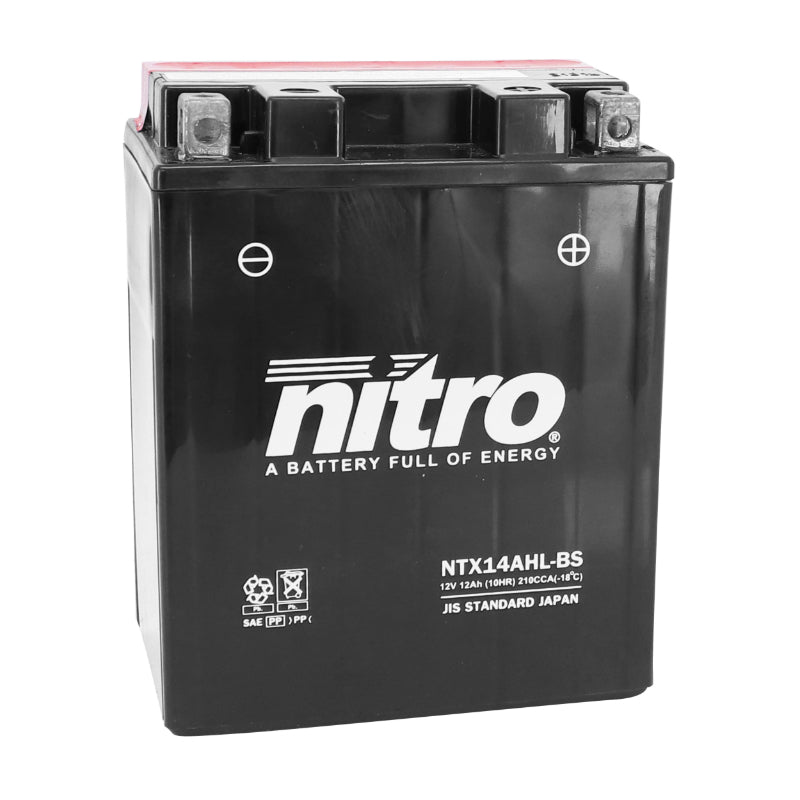 12V 12Ah YTX14AHL-BS NITRO MF MAINTENANCE-FREE BATTERY WITH ACID PACK (Lg134xW89xH166mm)