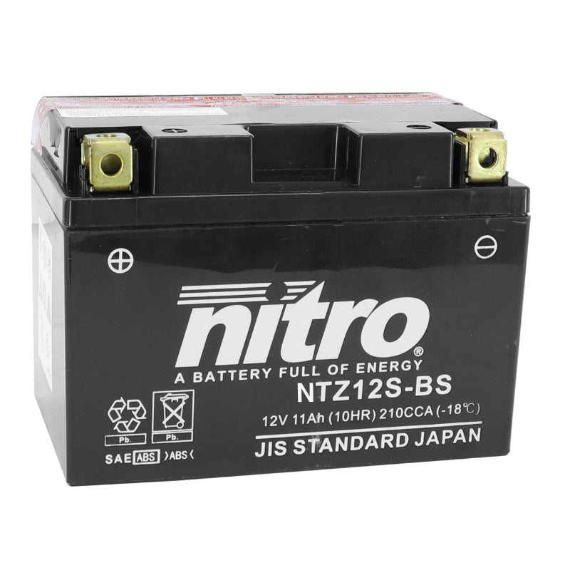 12V 11Ah NTZ12S-BS NITRO MF MAINTENANCE-FREE BATTERY WITH ACID PACK (Lg150xW87xH110mm)