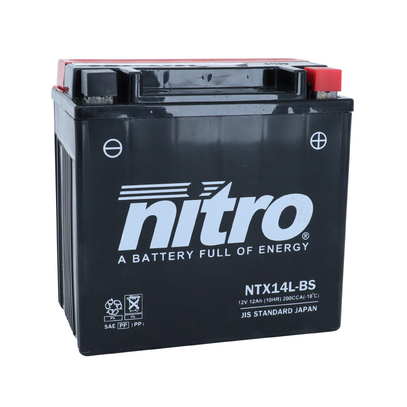 BATTERIE 12V 12 Ah NTX14L-BS NITRO MF SANS ENTRETIEN AVEC PACK ACIDE  (Lg150xL87xH145mm)