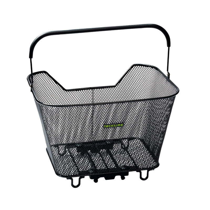 RACKTIME BASK IT BLACK STEEL WIRE REAR BASKET WITH HANDLE ON LUGGAGE RACK (43x29x31 cm) - COMPATIBLE WITH RACKTIME SNAPIT SYSTEM