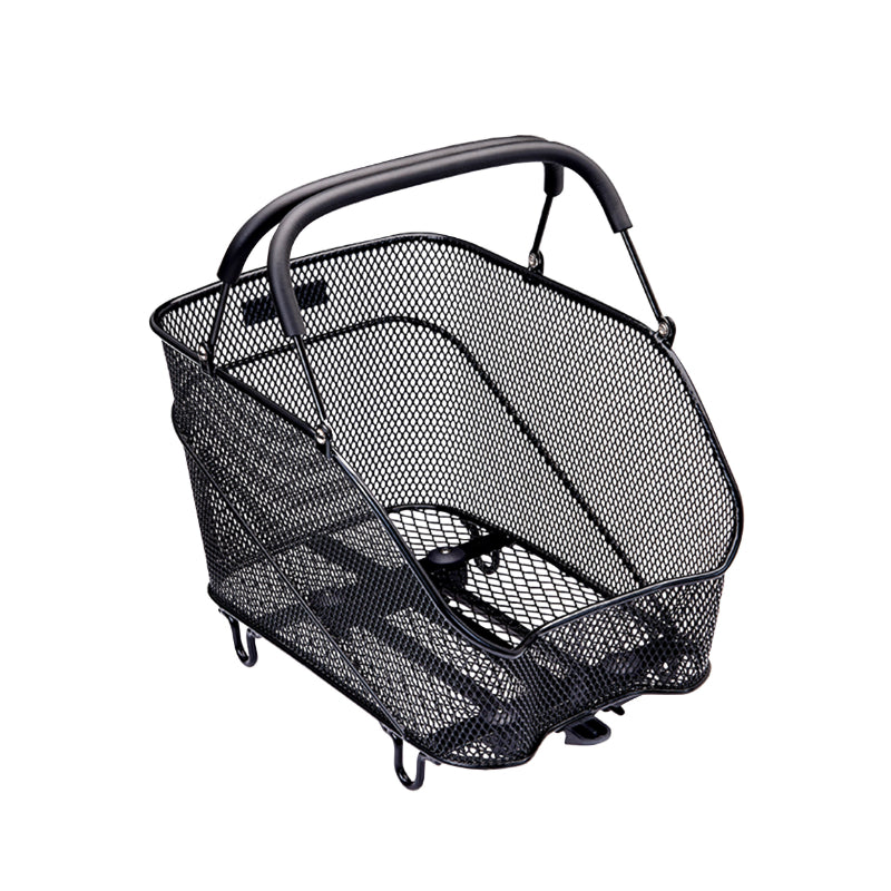 PANIER ARRIERE FIL ACIER RACKTIME BASK IT TRUNK NOIR AVEC ANSE SUR PORTE BAGAGE (39x26x27 cm) - COMPATIBLE SYSTEME RACKTIME SNAPIT