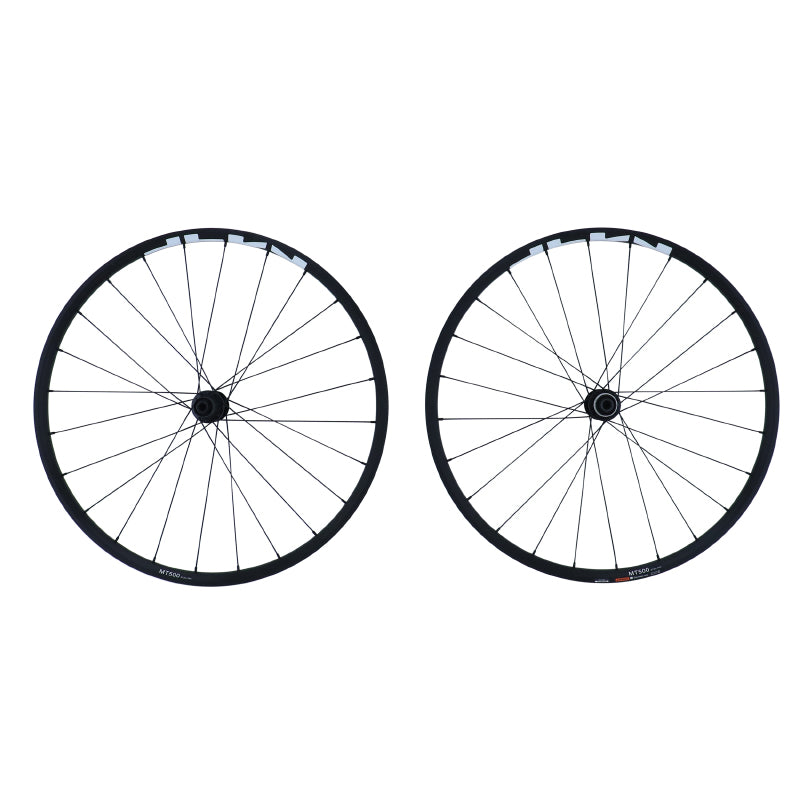 MTB WIELEN 29" DISC SHIMANO MT500 BOOST CENTERLOCK VOOR+ACHTER 10-11S ZWARTE BAND DOOR AS 12-148 en 15-110 (VERKOCHT PER PAAR) (SPECIALE AANBIEDING)