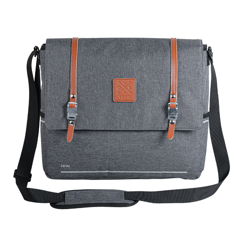 SACOCHE ARRIERE VELO LATERALE ZEFAL URBAN MESSENGER ETANCHE 11L  GRIS - (35x13x30cm) - FABRIQUE EN MATERIAU RECYCLE