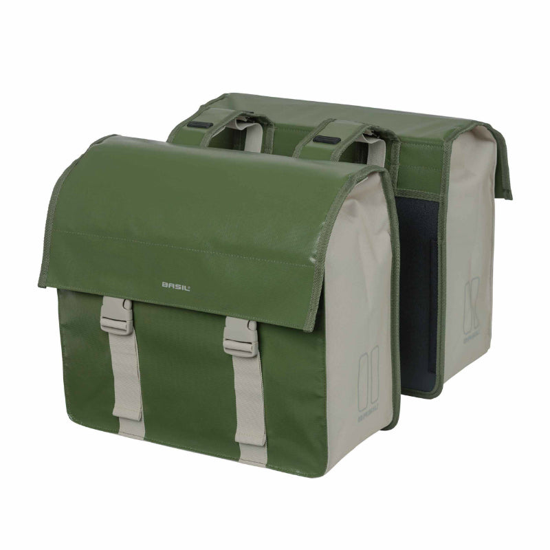 BASIL URBAN LOAD DOUBLE BICYCLE REAR BAG WATERPROOF GREEN - SAND 48-53L (41x18x46cm) WATERPROOF