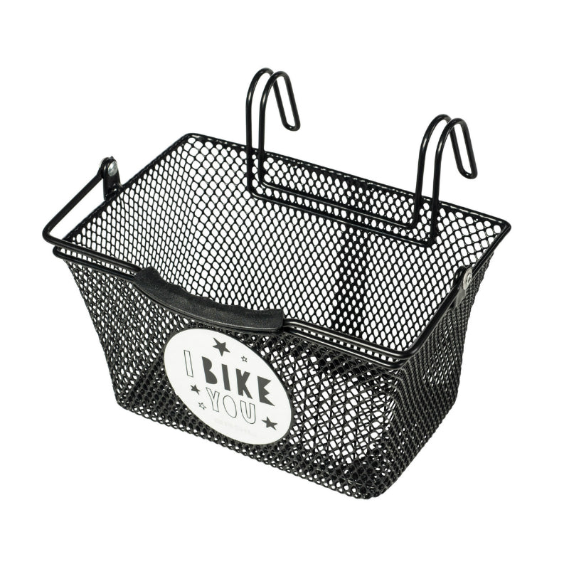 BASIL BLACK STEEL CHILDREN'S FRONT BASKET FOR 12 TO 20 INCHES HOOK MOUNTING (21x24x18 cm)