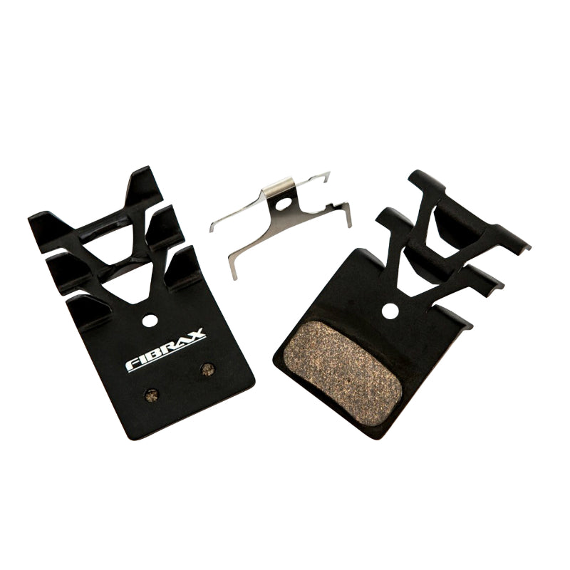 SHIMANO XT M8000-M785 - XTR M9000-M985 SLX M7000-M666-M675 MTB BRAKE PADS (FIBRAX SEMI-METAL WITH COOLING FINS) (PAIR ON CARD WITH 1 DISC CLEANING WIPE)