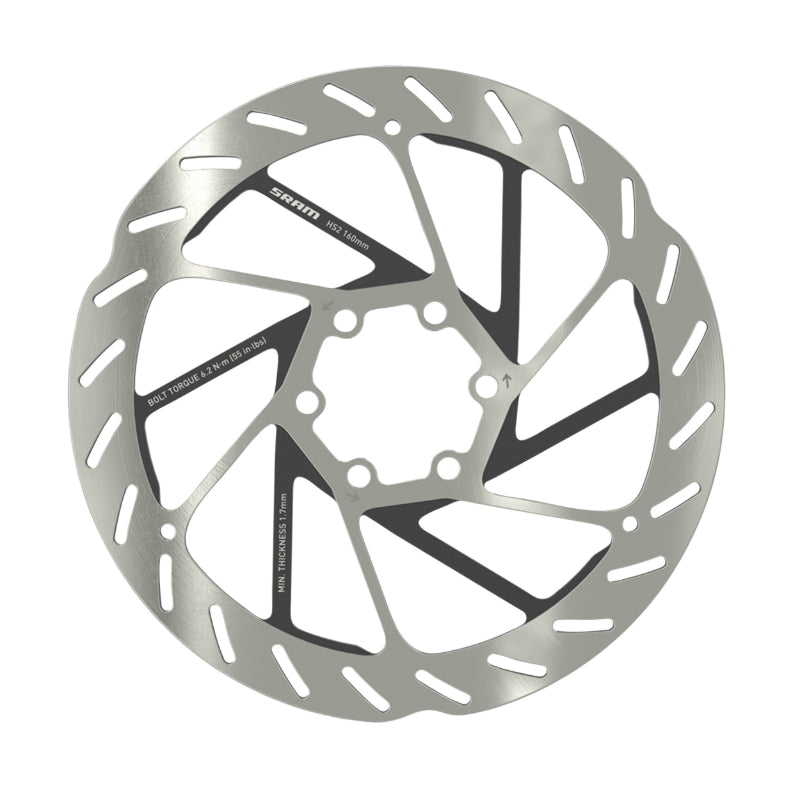 DISQUE DE FREIN VTT 6 TROUS SRAM HS2 160mm ARGENT (BORD ARRONDI)