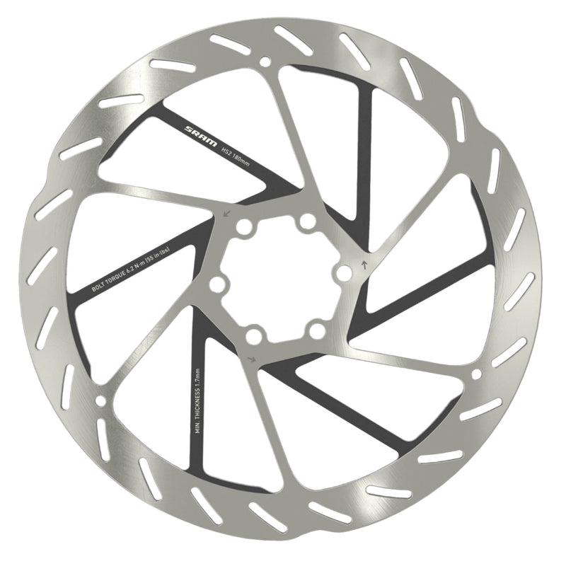 DISQUE DE FREIN VTT 6 TROUS SRAM HS2 180mm ARGENT (BORD ARRONDI)