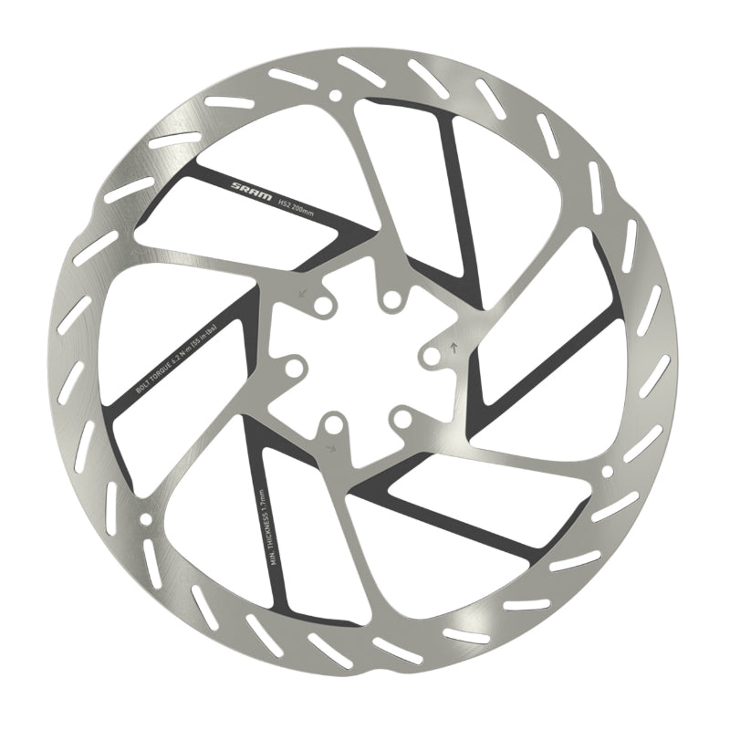 DISQUE DE FREIN VTT 6 TROUS SRAM HS2 203mm ARGENT (BORD ARRONDI)