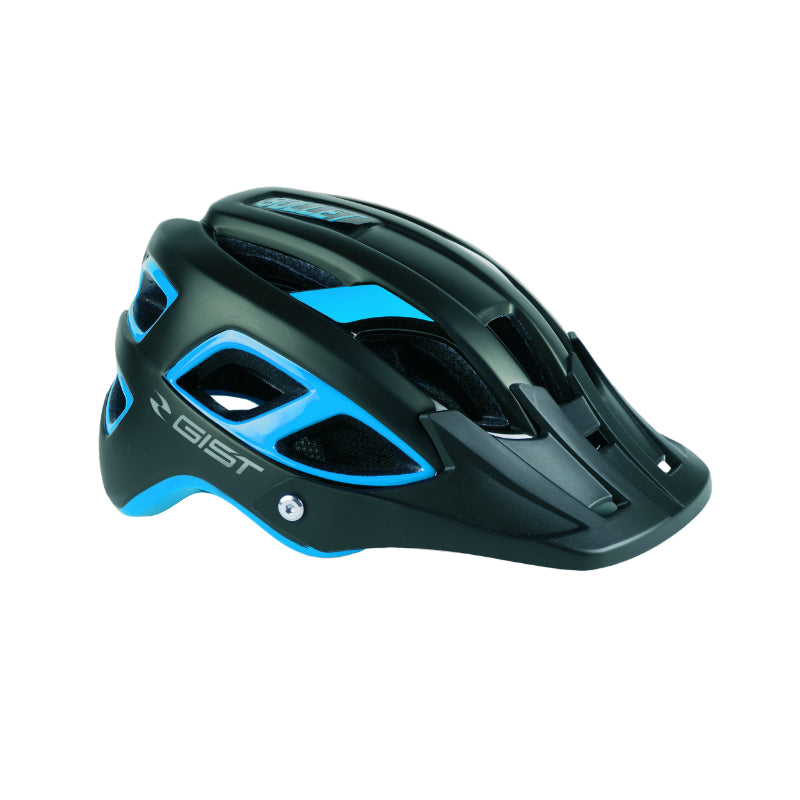 GIST BULLET ADULT MTB CYCLING HELMET BLACK-BLUE IN-MOLD SIZE 54-59 WITH VISOR AND FIT-SYSTEM (SOLD IN BOX)