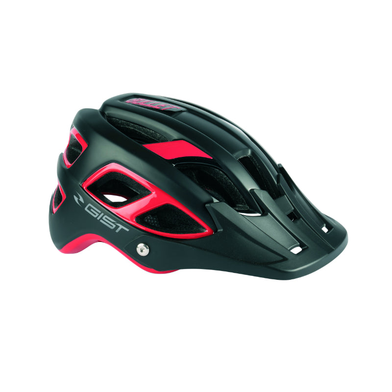 GIST BULLET ADULT MTB CYCLING HELMET BLACK-RED IN-MOLD SIZE 54-59 WITH VISOR AND FIT-SYSTEM (SOLD IN BOX)