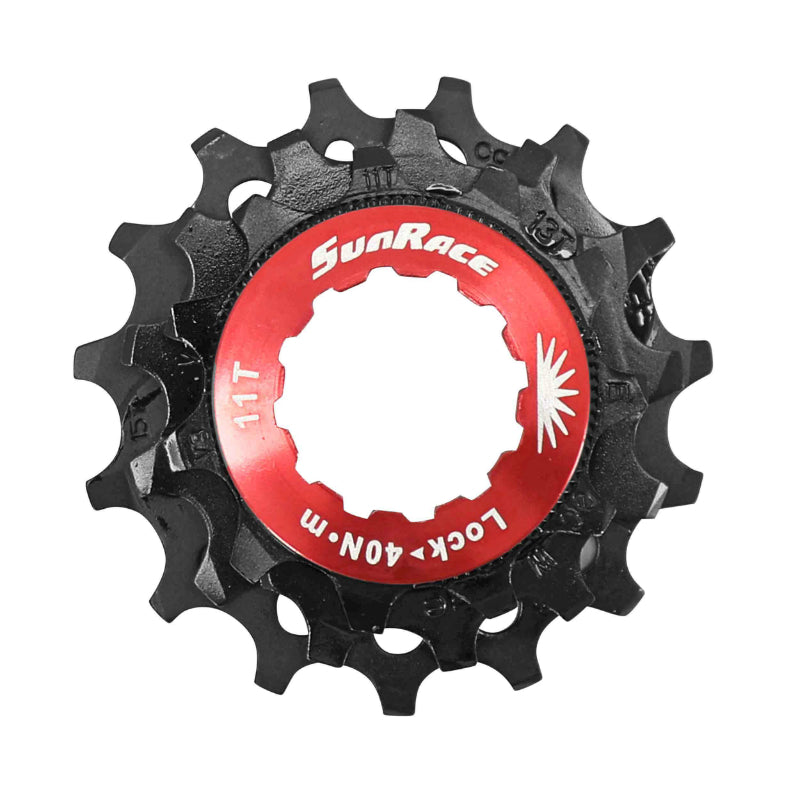 KIT 3 SUNRACE SPROCKET FOR 12V CASSETTE. 11-13-15 BLACK WITH LOCKING NUT